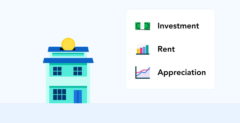 Illustration of a house with a euro sign, symbolizing investing in rental properties.