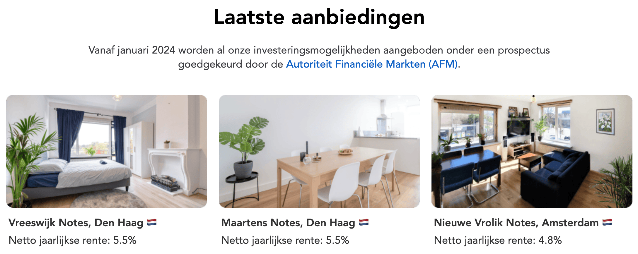 Voorbeeldberekening van BRXS netto huurinkomsten en aangeboden netto rendement.